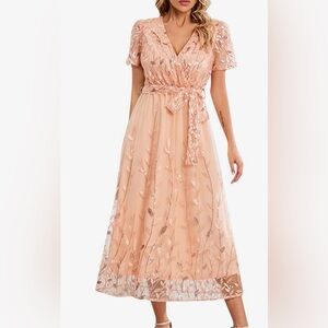 AYKONN Sparkly Sequin V-Neck Gown – XL | NWT